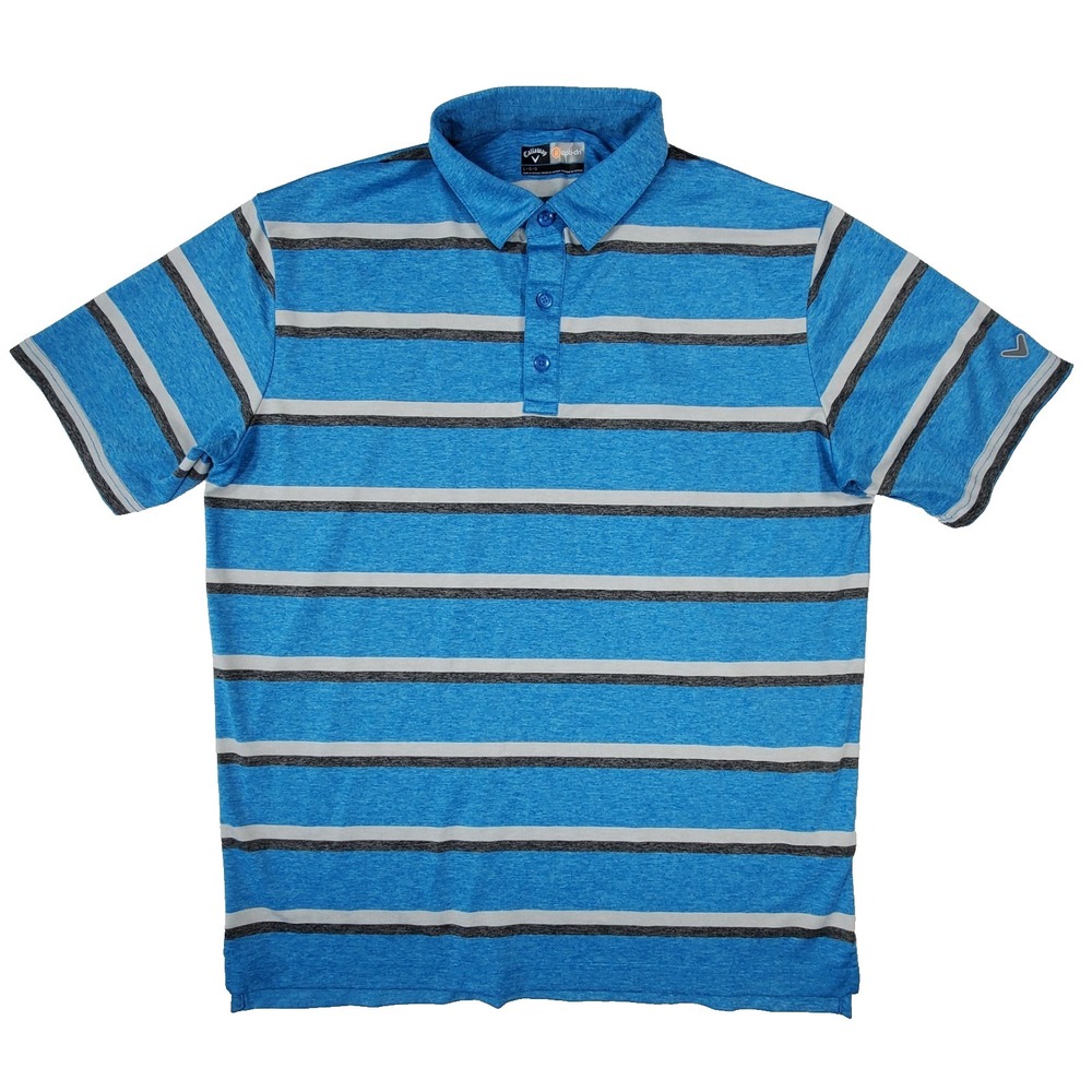 Callaway Opti-Dri Golf Polo Shirt Blue Striped Short Sleeve‎ Mens Large L